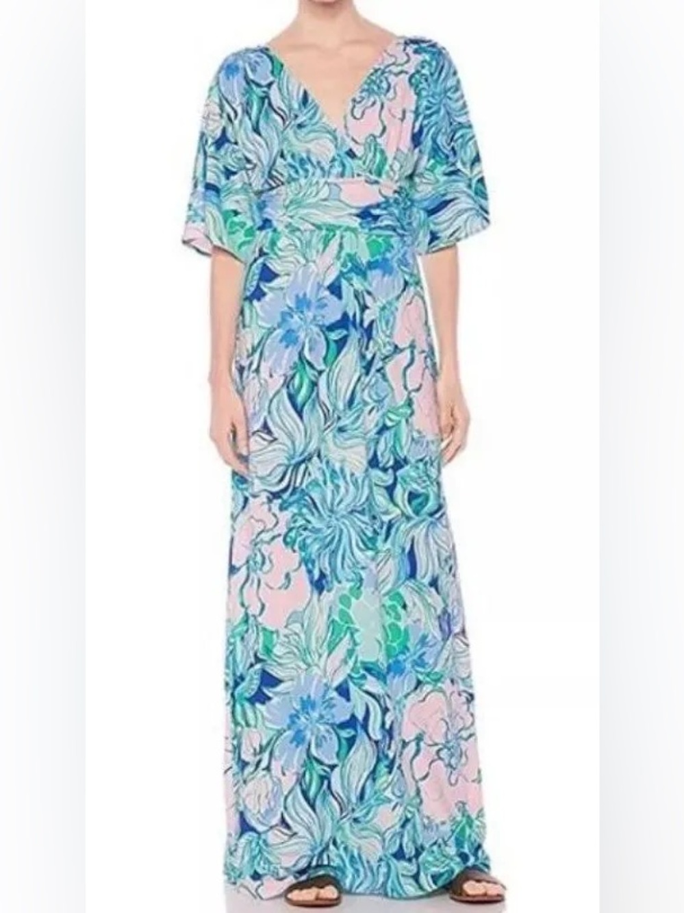 Lilly Pulitzer Parigi Maxi Dress Sz L with matching headband